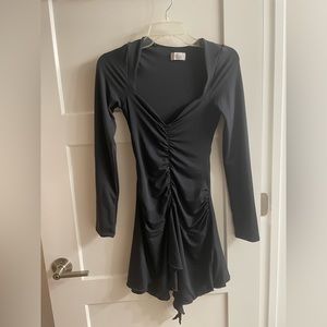 Oh Polly Long Sleeve Waterfall Skirt Mini Dress